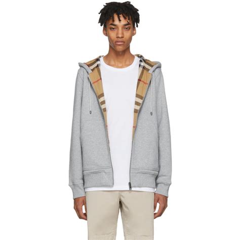 burberry grey fordson hoodie|grey Burberry zip up hoodie.